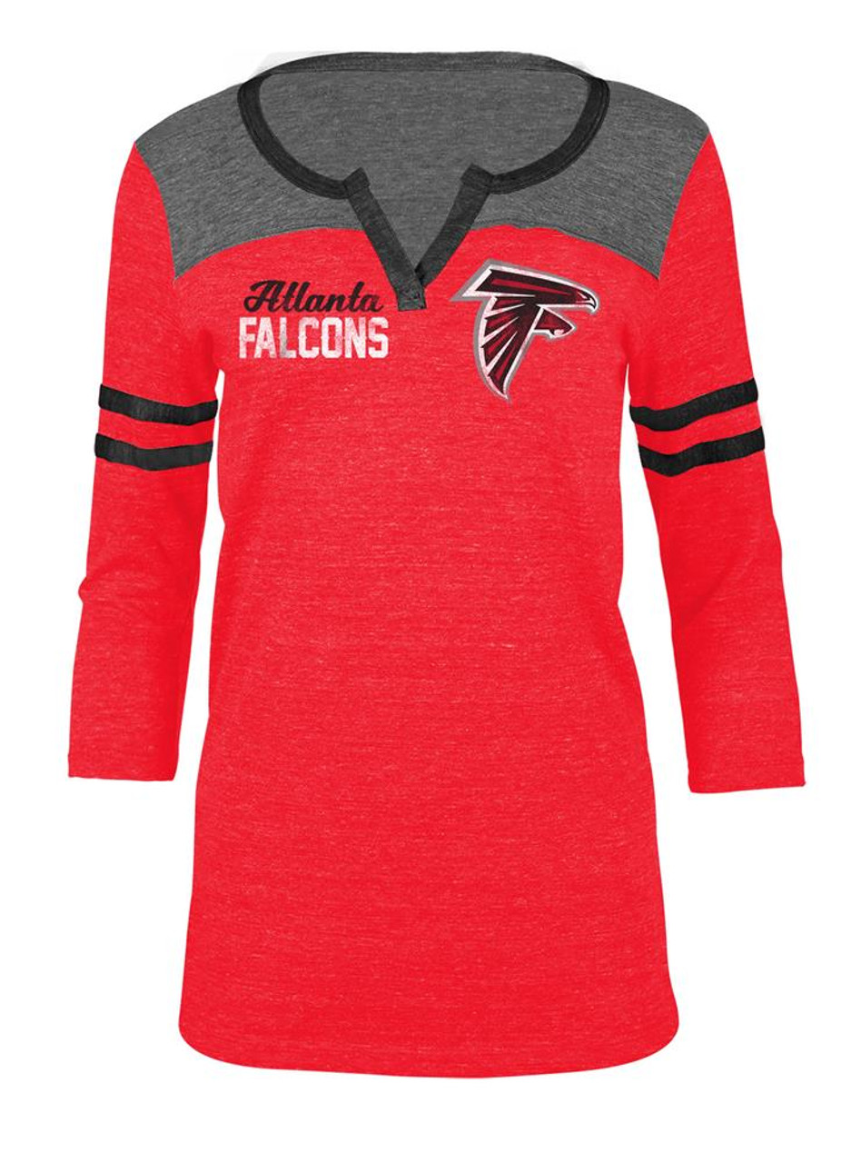 Atlanta Falcons T Shirt Ladies Henley Quarter Sleeve Tee