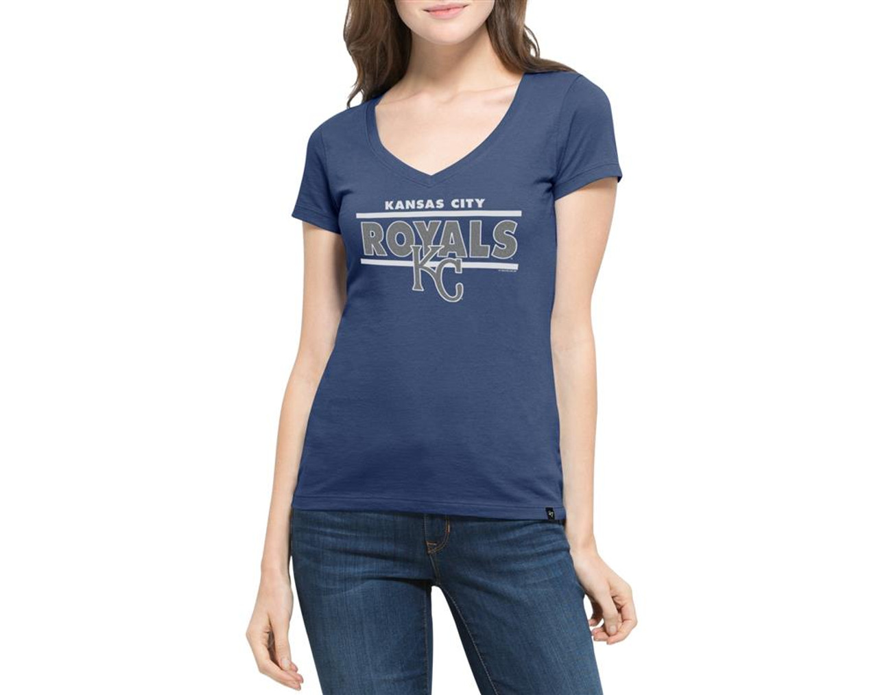 MLB Kansas City Royals Women's Short Sleeve V-Neck Fashion T-Shirt - S