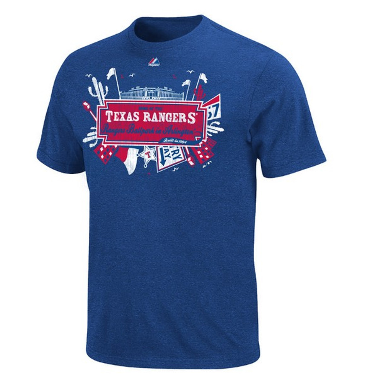 MLB Texas Rangers Women's Short Sleeve V-Neck Fashion T-Shirt - S