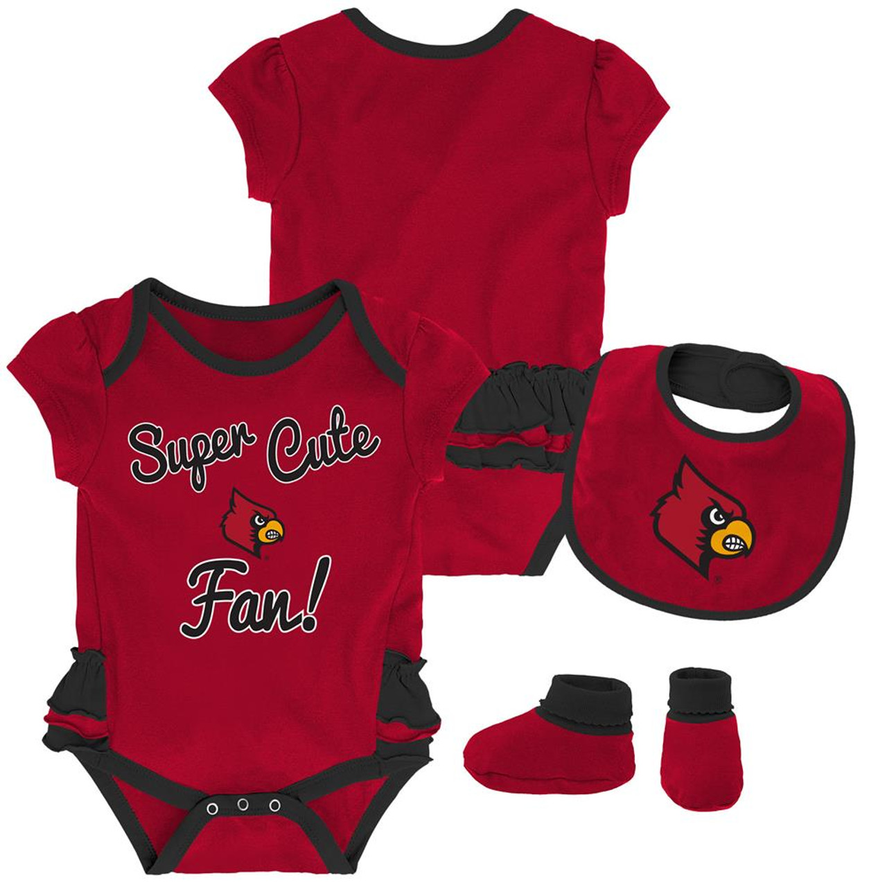 Louisville Cardinals Creeper, Bib and Bootie Set Infant Set