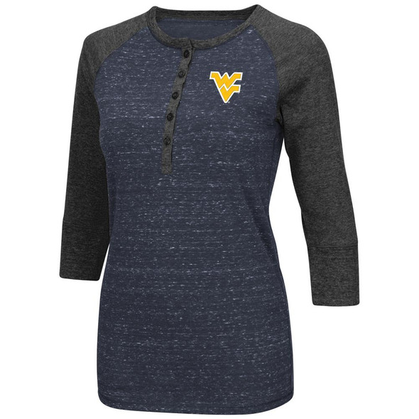 Ladies Heathered Split West Virginia Mountaineers Raglan Tee