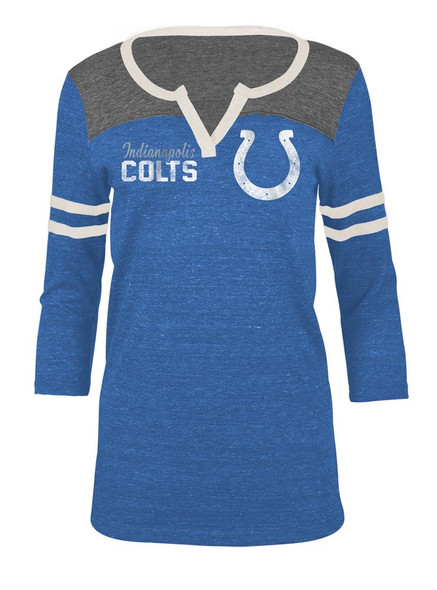 Indianapolis Colts T Shirt Ladies Henley Quarter Sleeve Tee