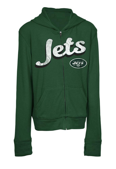 Girls New York Jets NY Hoodie Full Zip Brushed Knit Jacket