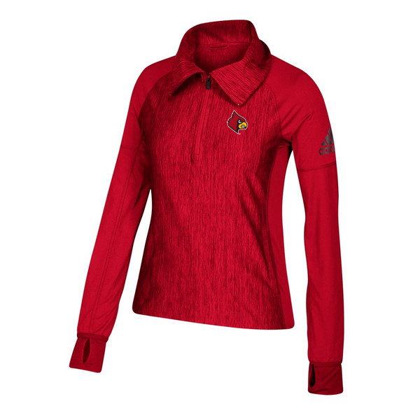 Louisville Cardinals Women's 1/4 Zip Adidas Heathered Jacket