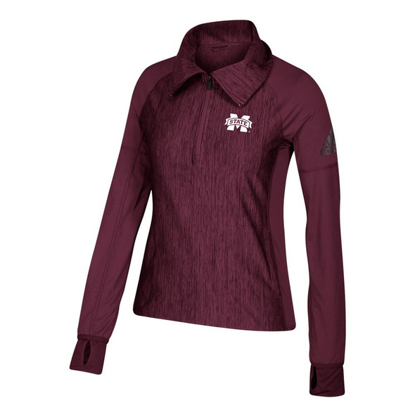 Mississippi State Bulldogs Women's 1/4 Zip Adidas Heathered Jacket