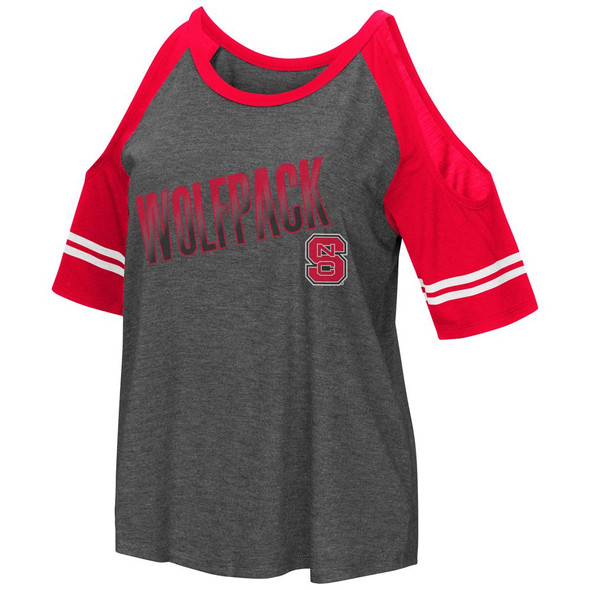 NCSU NC State Wolfpack Ladies Cold Shoulder Tee Open Shoulder