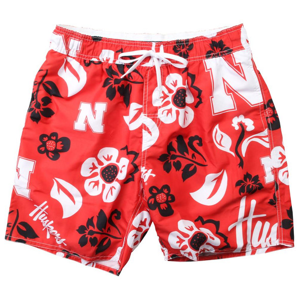 Men's Nebraska Cornhuskers Swim Trunks Floral Swim Shorts