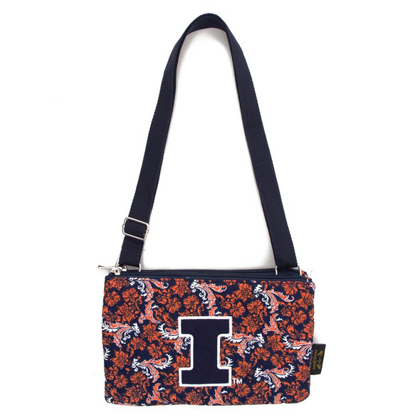 University of Illinois Purse Bloom Quilted Crossbody Handbag