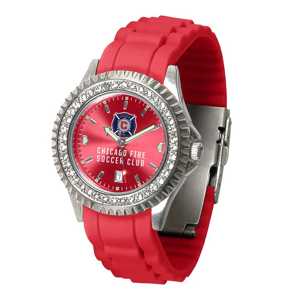 Ladies Chicago Fire Watch Silcone Band Crystal Bezel
