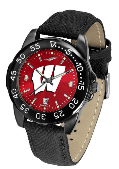 Men's University of Wisconsin Badgers Watch Fantom Bandit Black Leather