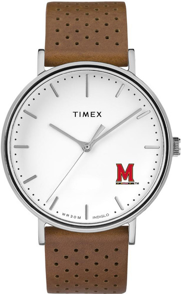 Womens Timex University of Maryland Terps Watch Bright Whites Leather