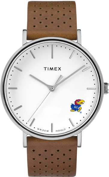 Womens Timex Kansas Jayhawks KU Watch Bright Whites Leather