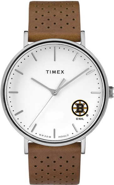 Womens Timex Boston Bruins Watch Bright Whites Leather