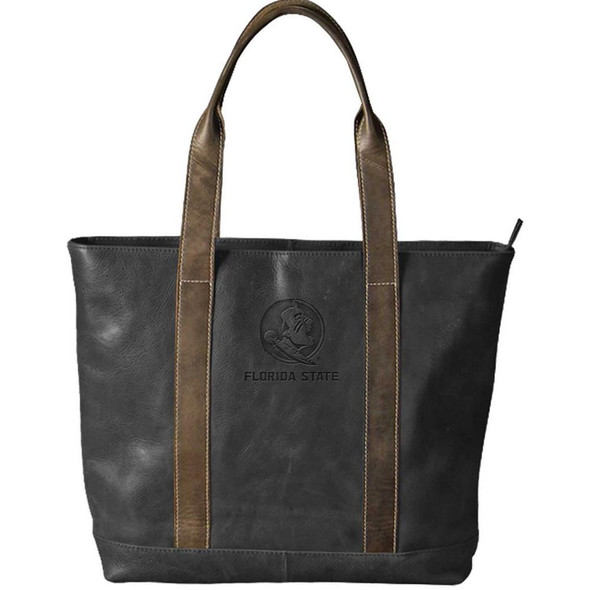 FSU Florida State University Tote Bag Black Genuine Leather Tote