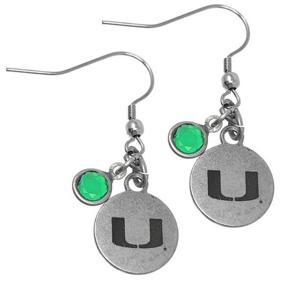 Women's University of Miami Hurricanes Earrings Dangle Silver Charmed