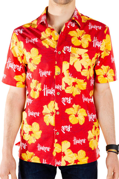 Men's Nebraska Cornhuskers Hawaiian Shirt Floral Beach Shirt