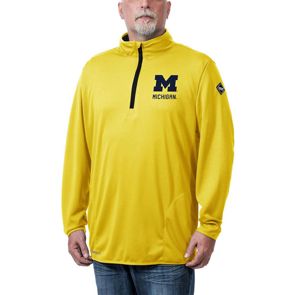 Men's University of Michigan Wolverines Q-Zip Jacket Thermatec Performance 1/4 Zip Pullover