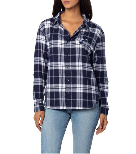 Women's Penn State University Flannel Boyfriend Weekender Plaid Shirt