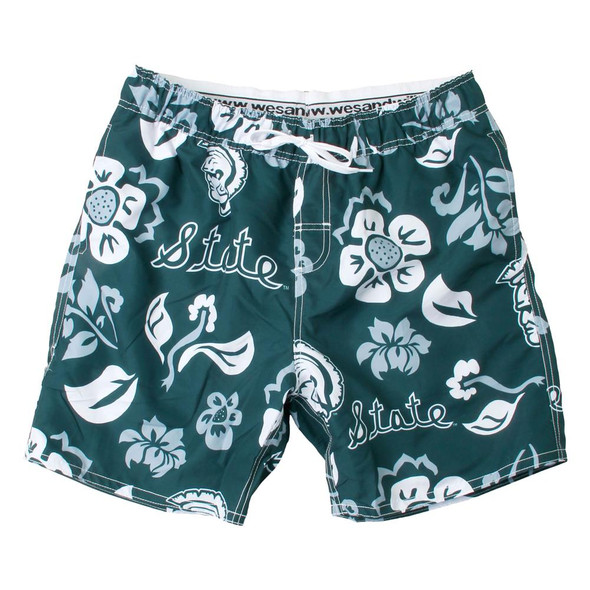 Men's Michigan State University Swim Trunks Floral Swim Shorts