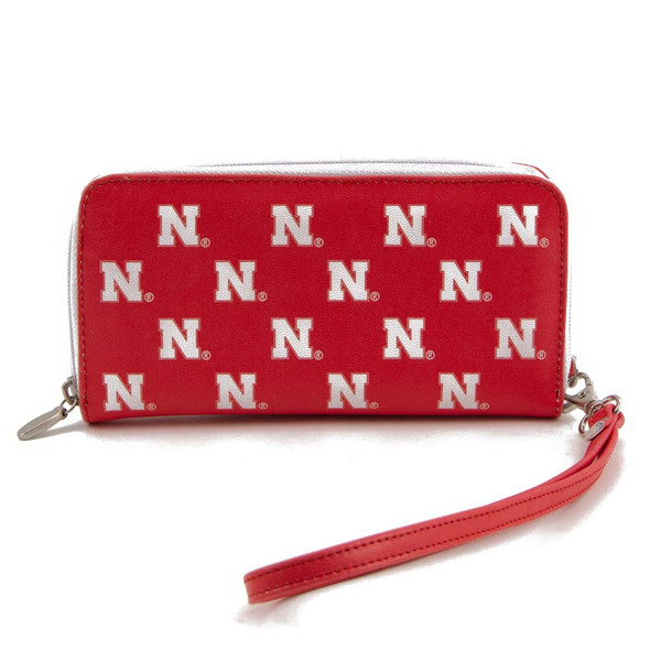 Ladies Nebraska Cornhuskers Wristlet Womens Leather Wallet Cellphone Money Holder