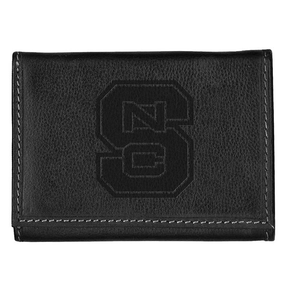 NCSU NC State Wolfpack Leather Tri-Fold Wallet Black Trifold