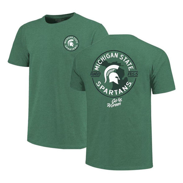 Women's Pressbox Heather Green Michigan State Spartans Vintage Wash Poncho Captain T-Shirt Size: Small