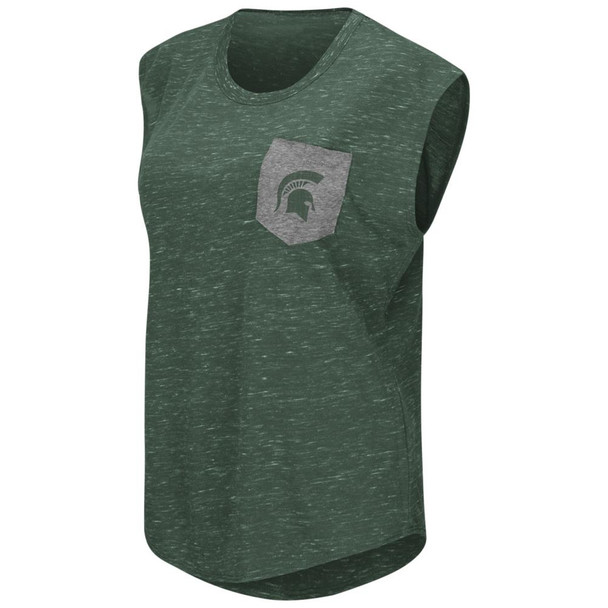 Michigan State University Ladies Pocket Tee Heathered Vintage T-Shirt