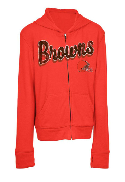 Girls Cleveland Browns Hoodie Full Zip Brushed Knit Jacket