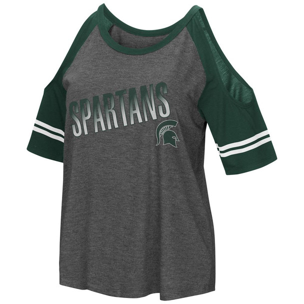 Michigan State University Ladies Cold Shoulder Tee Open Shoulder