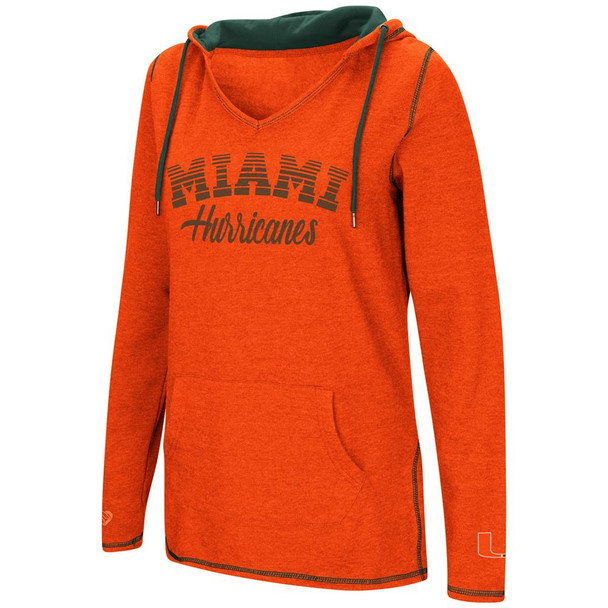 University of Miami Hurricanes Ladies V-Neck Hoodie Pullover Sweatshirt