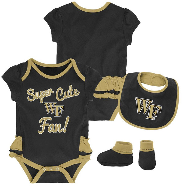 Wake Forest University Creeper, Bib and Bootie Set Infant Girls