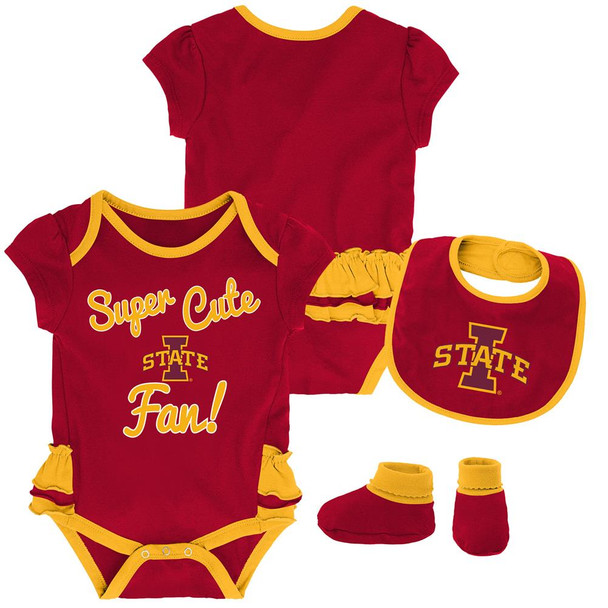 Iowa State Cyclones Creeper, Bib and Bootie Set Infant Girls