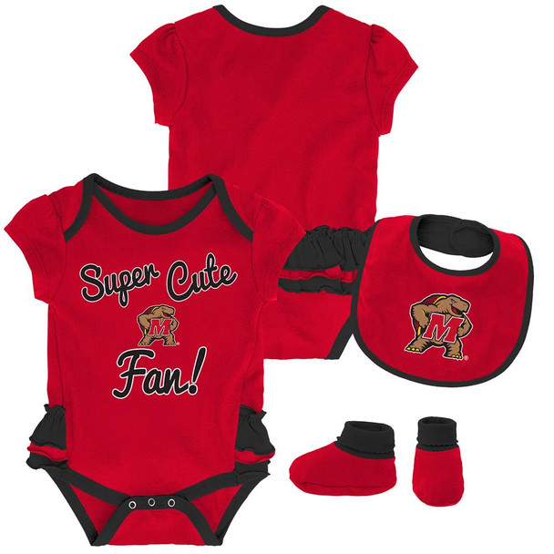 University of Maryland Terps Creeper, Bib and Bootie Set Infant Set