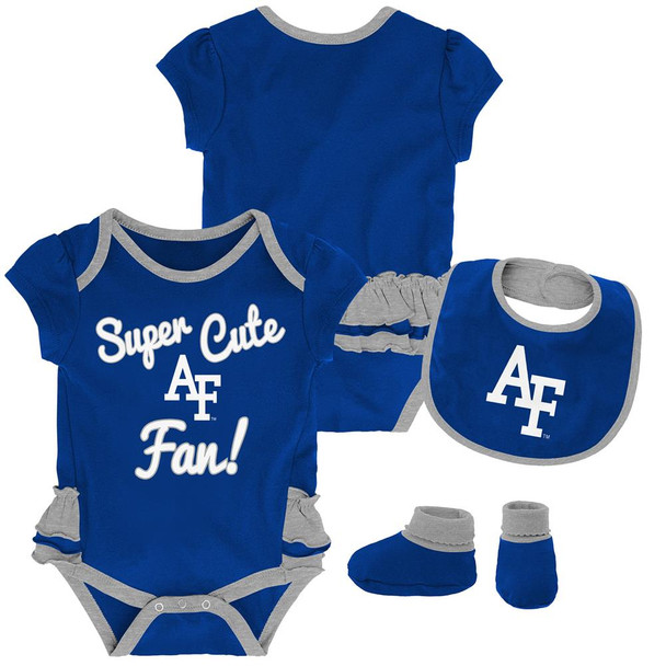 Air Force Academy Falcons Creeper, Bib and Bootie Set Infant Girls
