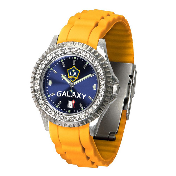 Ladies Los Angeles Galaxy Watch Silcone Band Crystal Bezel