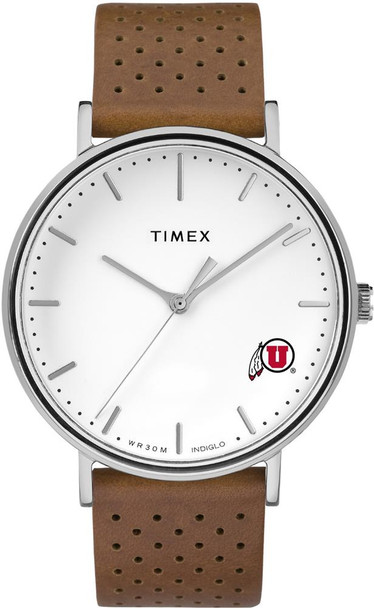 Womens Timex University of Utah Utes Watch Bright Whites Leather