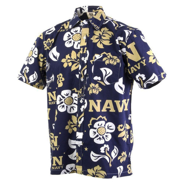 Men's Naval Academy Navy Floral Shirt Button Up Beach Shirt