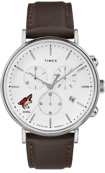 Mens Arizona Coyotes Watch Chronograph Leather Band Watch