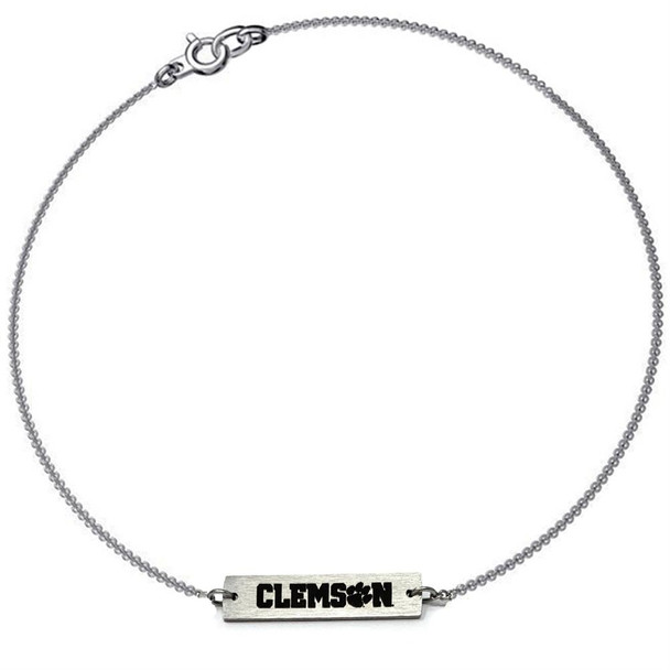 Women's Clemson University Tigers Bracelet Silver Bar Bracelet