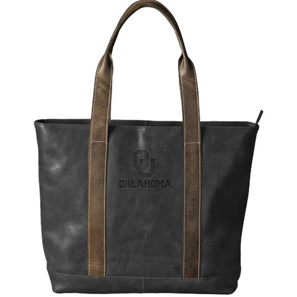 University of Oklahoma Sooners Tote Bag Black Genuine Leather Tote