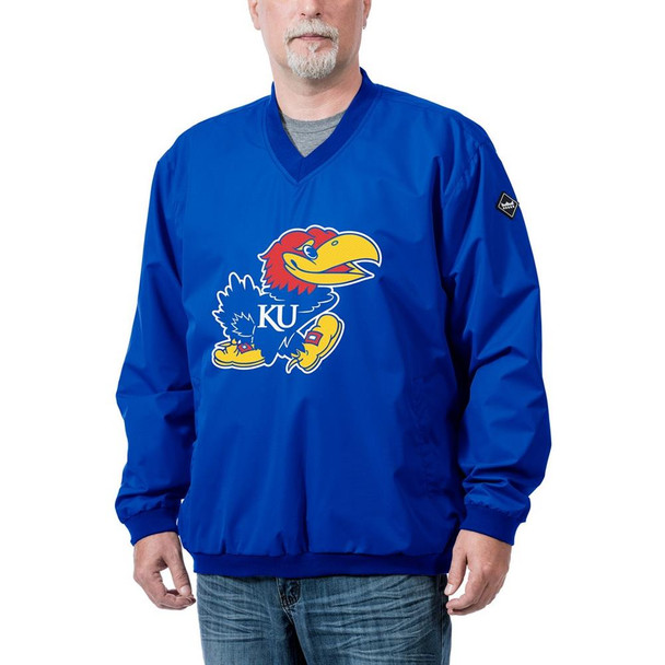 Men's Kansas Jayhawks KU Pullover Wind Jacket Franchise Logo Windshell