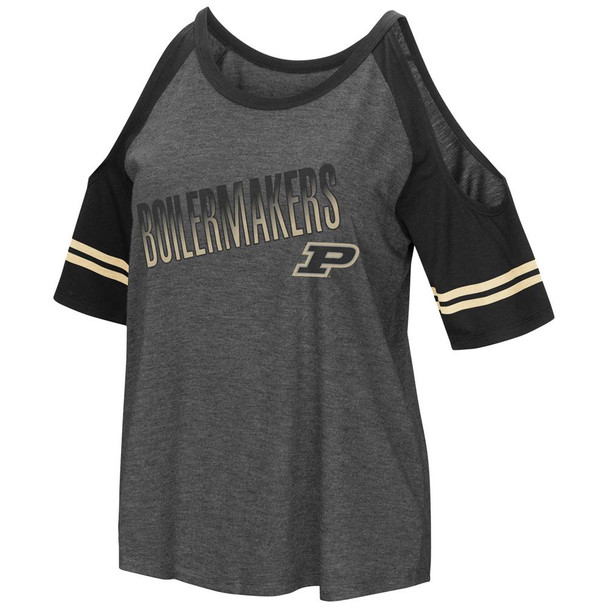 Purdue University Ladies Cold Shoulder Tee Open Shoulder