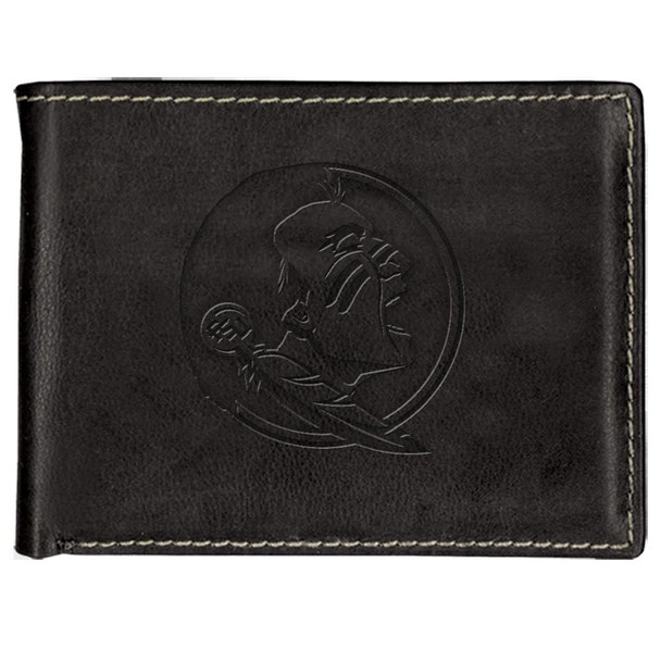 Men's FSU Florida State University Billfold Black Leather Wallet