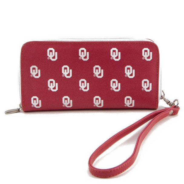 Ladies University of Oklahoma Sooners Wristlet Womens Leather Wallet Cellphone Money Holder