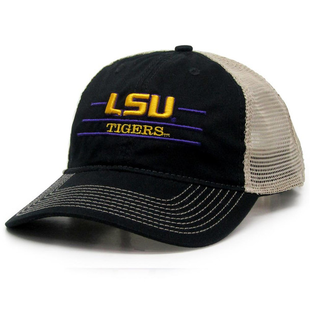 Black LSU Tigers Louisiana State Trucker Hat Soft Mesh Snapback Trucker Cap