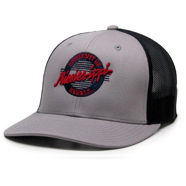 Ole Miss Rebels Trucker Hat Grey and Black Mesh Trucker Cap