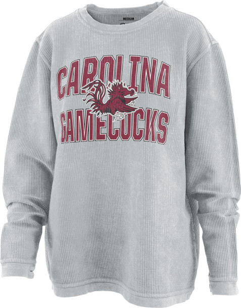 Women's Silver South Carolina Gamecocks Comfy Cord Pullover Sweatshirt