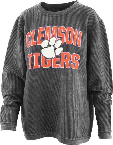 Women's Black Clemson University Tigers Comfy Cord Pullover Sweatshirt