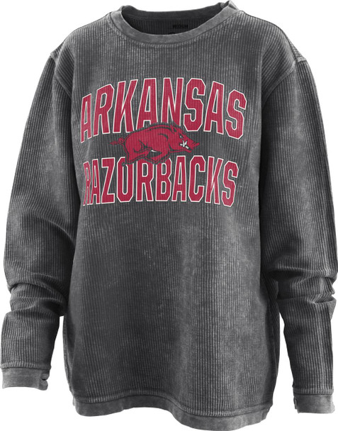 Women's Black Arkansas Razorback Comfy Cord Pullover Sweatshirt