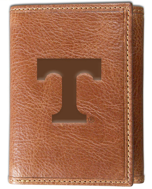 Tennessee Volunteers Vols UT Genuine Leather Wallet Tan Trifold